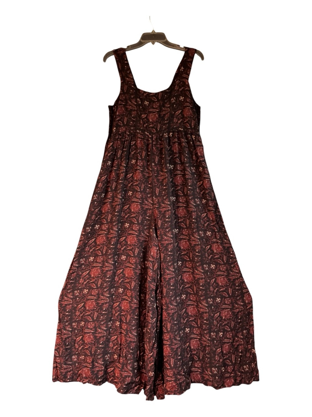 Natural Life Tricia Jumpsuit Brown Rust Floral Wide Leg Boho XL